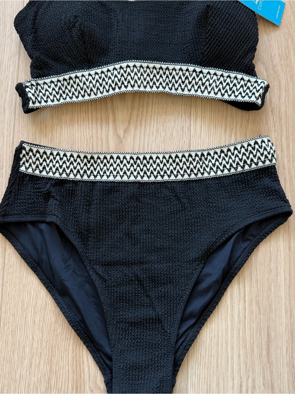 Cupshe Bikini Sets Two Piece Swimsuit Square Neck Crisscross Back Tie Ribbed M - Picture 3 of 12